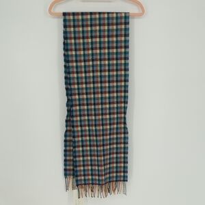 00879 Softer Than Cashmere Plaid Rectangle Scarf Blue Pink preppy fringe fall